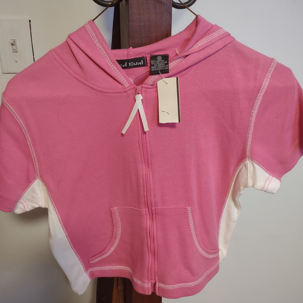 Y2K NWT- Pink and White Kids Hoodie by
